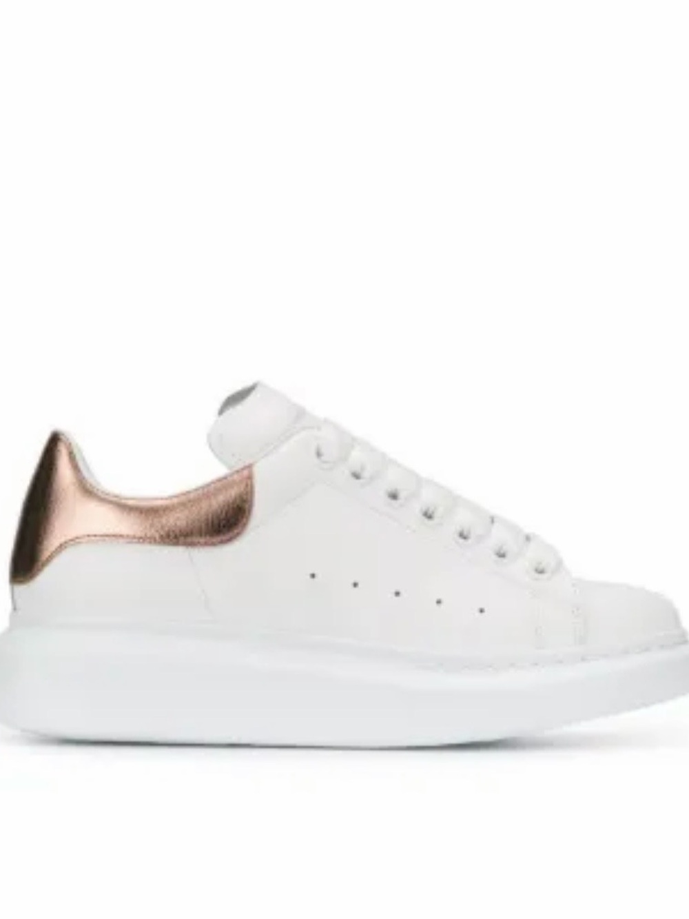 Alexander McQueen White Leather Sneakers with Rose Gold Heel Tab